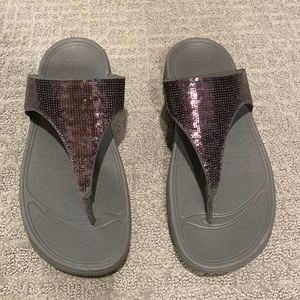 FitFlop Electra Classic A18-054-070 Wedge Sandals, Women's Size 9, Pewter